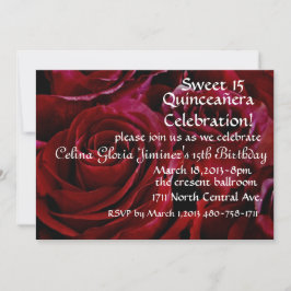 Invitación Incursiones de rosas rojas de Quinceañera