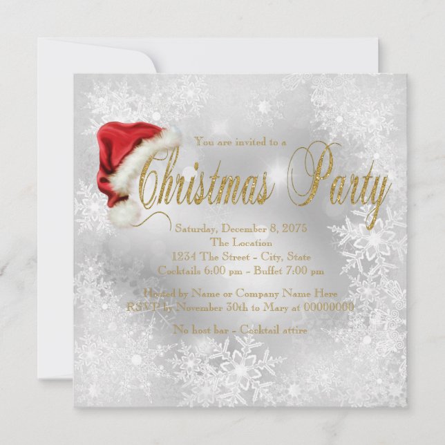 Invitación Incursiones del Fiesta de Navidades de Snowflake d (Anverso)