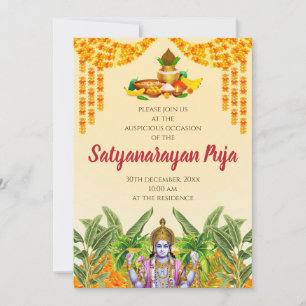 Invitación india a la pooja Satyanarayan katha