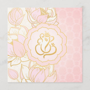 Invitación india de la boda de Ganesh del oro de