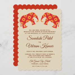 Invitación india de la boda de los elefantes
