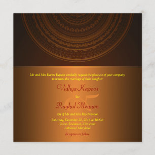 Invitación india de la boda del modelo con clase