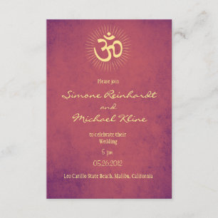 Invitación india de la boda, símbolo de OM,