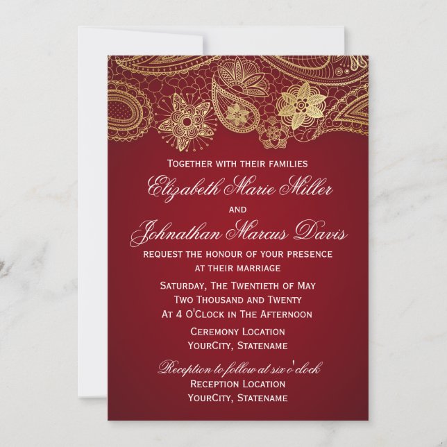 Invitación india, ¡elige tu color! (Anverso)