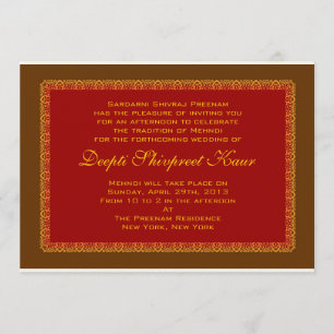 Invitación india musulmán hindú Mehndi de la boda