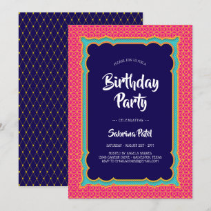 Invitación India Patrones Fiesta de Cumpleaños 1