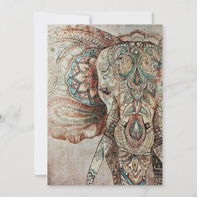 Invitación Indian Elephant (Anverso)