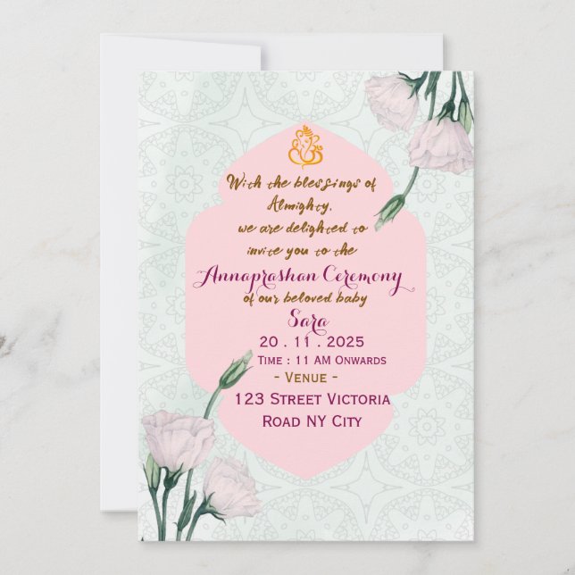 Invitación Indian First Rice Feeding Ritual Invitation Card (Anverso)