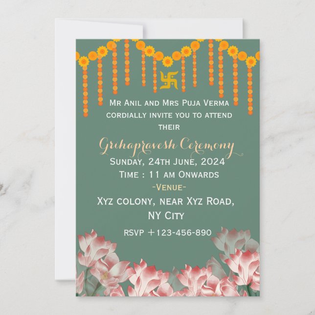 Invitación Indian Housewarming Invitations  (Anverso)