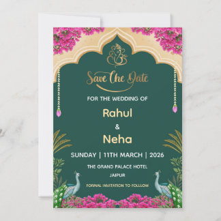 Invitación Indian Save the Date Card, Wedding Announcement
