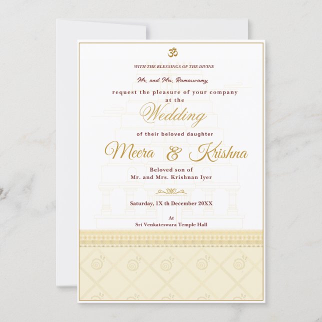 Invitación  Indian Temple Wedding Invitation  (Anverso)