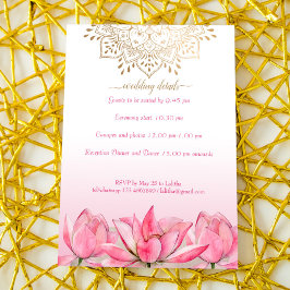 Invitación Indian wedding details RSVP lotus gold mandala