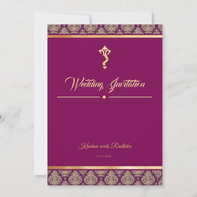 Invitación Indian wedding ethnic luxury Hindu invitation (Reverso)