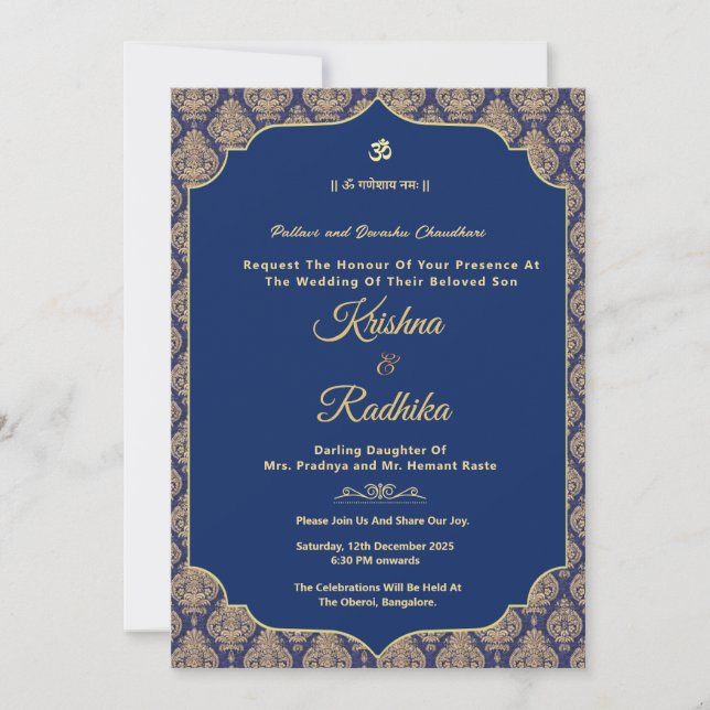 Invitación Indian wedding ethnic luxury Hindu invitation (Anverso)