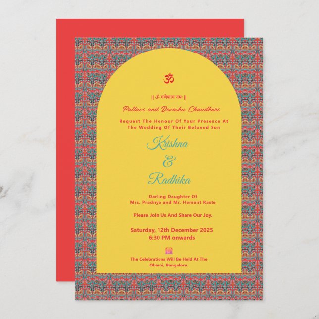 Invitación Indian wedding ethnic luxury Hindu invitation (Anverso / Reverso)