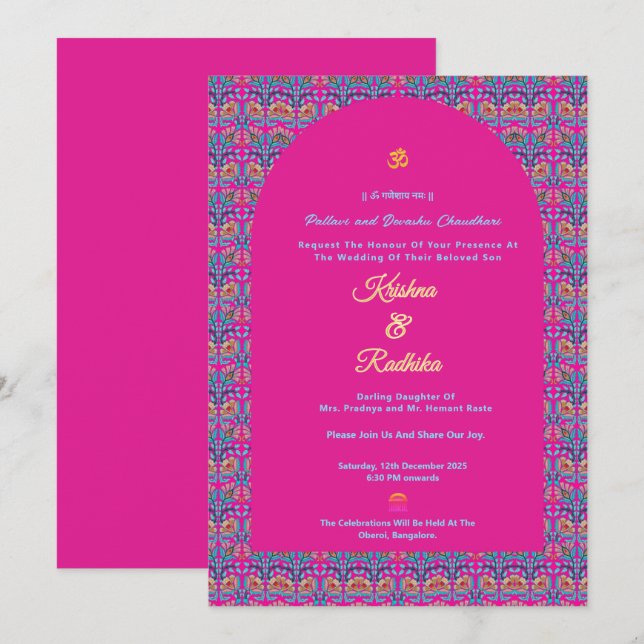 Invitación Indian wedding ethnic luxury Hindu invitation (Anverso / Reverso)
