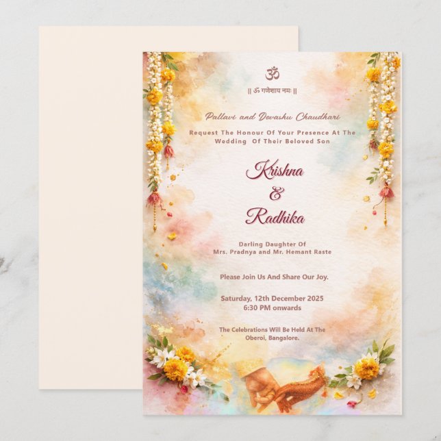 Invitación Indian wedding ethnic luxury Hindu invitation (Anverso / Reverso)