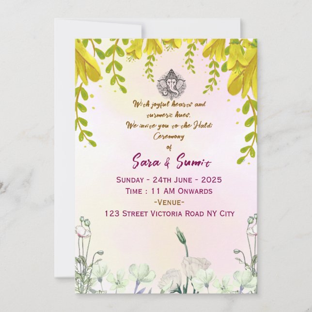Invitación Indian Wedding Haldi Ceremony Invitations  (Anverso)