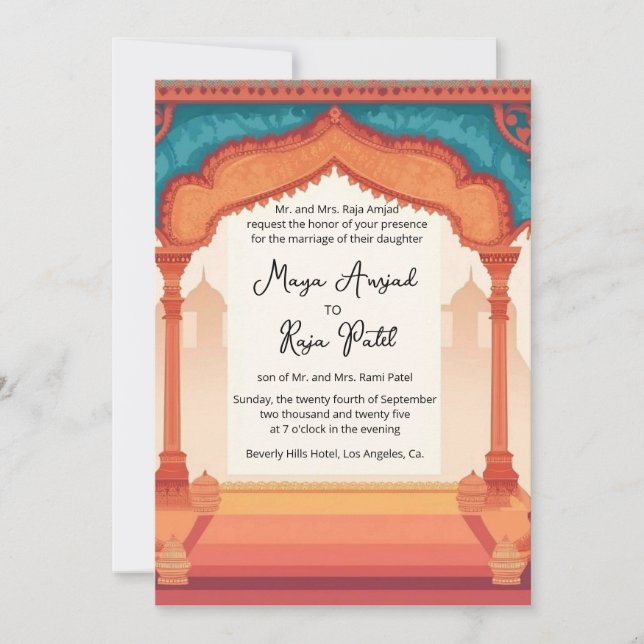 Invitación Indian Wedding India Architecture Frame (Anverso)