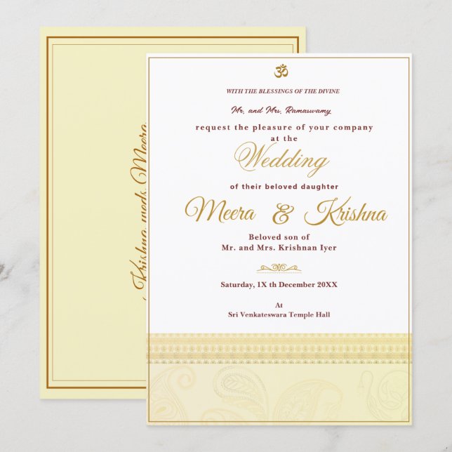 Invitación  Indian Wedding Invitation  (Anverso / Reverso)