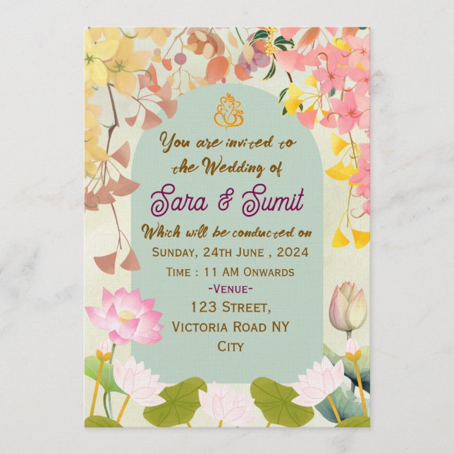 Invitación Indian Wedding Invitations  (Anverso)
