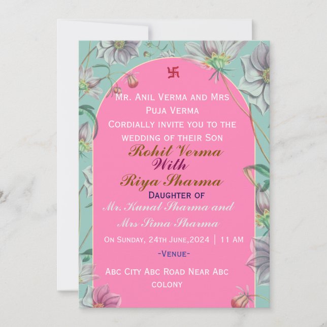 Invitación Indian Wedding Invitations  (Anverso)