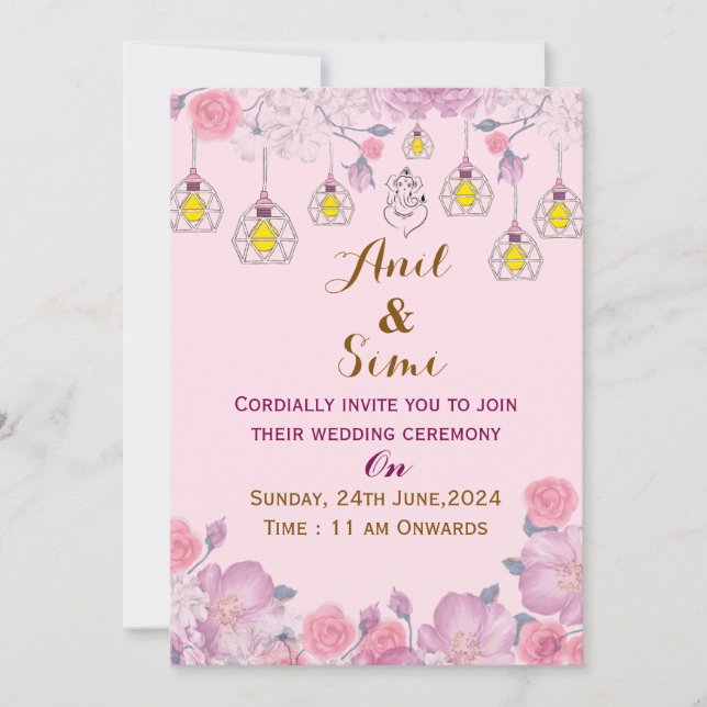 Invitación Indian Wedding Invitations  (Anverso)