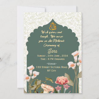Invitación Indian Wedding Mehendi Ceremony Invitations