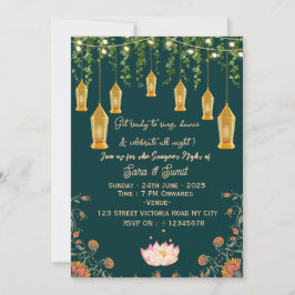 Invitación Indian Wedding Sangeet Night Ceremony Invitations