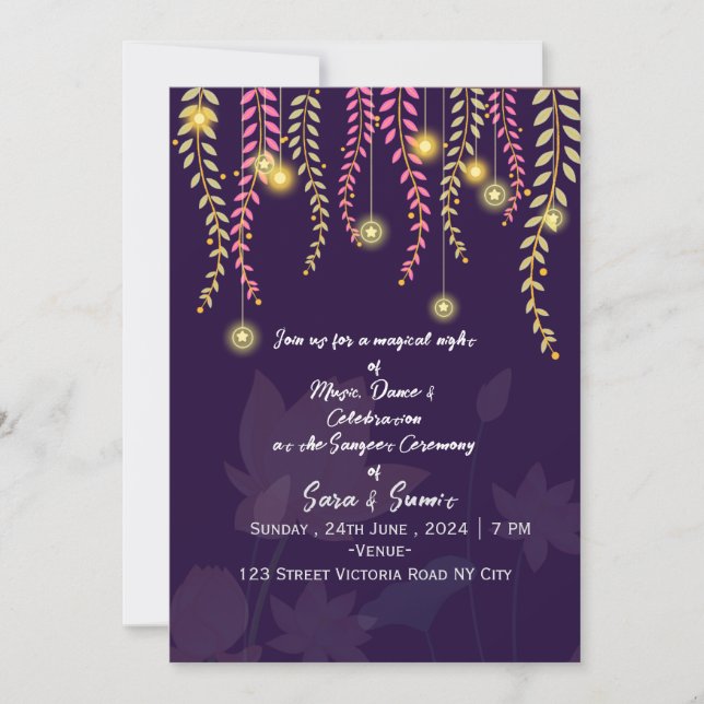 Invitación Indian Wedding Sangeet Night Ceremony Invitations  (Anverso)