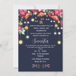 Invitación Indian Wedding Sangeet Night Invitation 