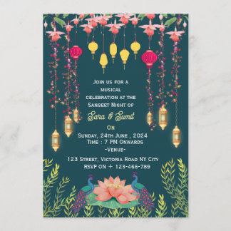 Invitación Indian Wedding Sangeet Night Invitations