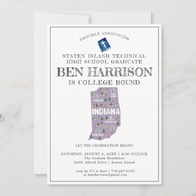 Invitación Indiana | Partido de Graduación Vinculado a la Uni (Anverso)