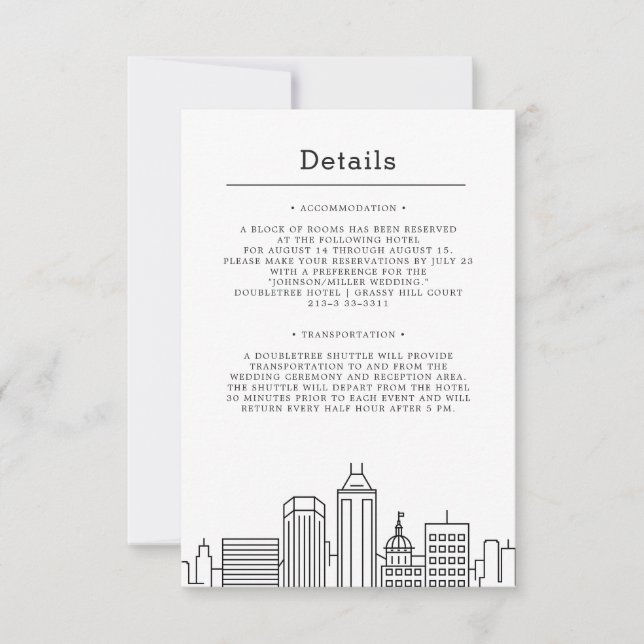 Invitación Indianápolis, Boda de Indiana | Detalles del invit (Anverso)