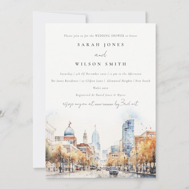 Invitación Indianapolis Indiana Landscape Wedding Shower (Anverso)