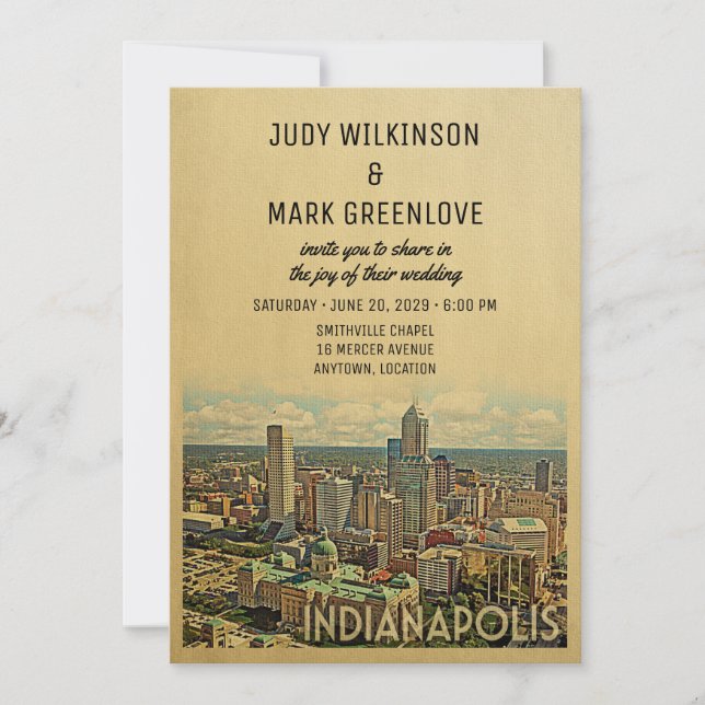 Invitación Indianapolis Wedding Invitation Indiana (Anverso)