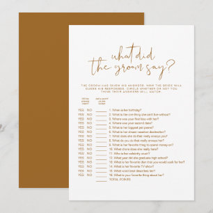 Invitación INDIE Boho ¿Qué dijo el novio del juego de novias?