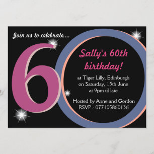 Invitación Indignada Fiesta de Aniversario 60º, Rosa y Azul