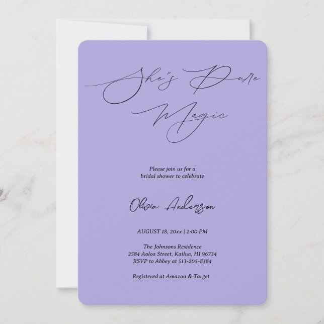 Invitación Indigo Aura es la pura ducha de novia mágica (Anverso)