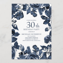 Invitación Indigo azul marino deja 30 cumpleaños