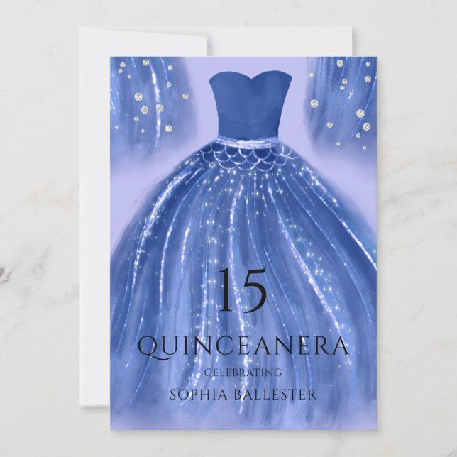 Invitación Indigo Bajo El Vestido De La Sirena De Mar Quincea (Anverso)