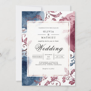 Invitación Indigo Berry Floral Flourish Boda