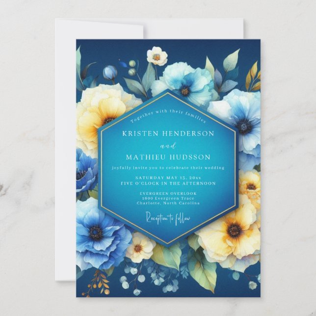 Invitación Indigo Bloom Dream Wedding (Anverso)