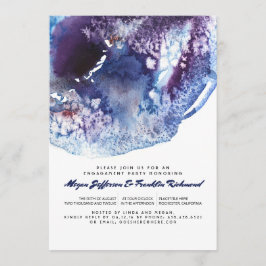 Invitación Indigo Blue Modern Watercolor Engagement Party