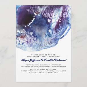 Invitación Indigo Blue Modern Watercolor Engagement Party