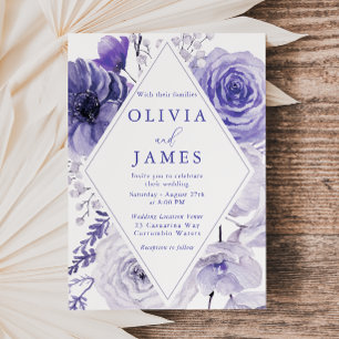 Invitación Indigo Floral Elegante Boda de marco