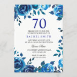 Invitación Indigo Midnight Blue Floral 70th Birthday Invite<br><div class="desc">Indigo Midnight Blue Floral 70th Birthday Invite - Puede cambiar el texto y el color como quieras.

Color de agua pintado a mano

Flores verdes sabrosas y texto

Consulte nuestra tienda de nichos y nidos para obtener la colección correspondiente</div>