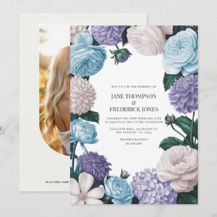 Invitación Indigo Petal, Hortensia Azul y Perla de Escarcha B
