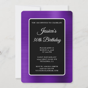 Invitación Índigo Relieve metalizado púrpura negro y blanco 3