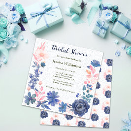 Invitación Indigo Rubor Florals Bridal Shower Personalizar